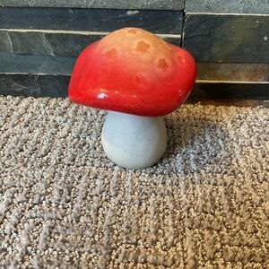 Red Ceramic Mushroom Sculpture - Home Art